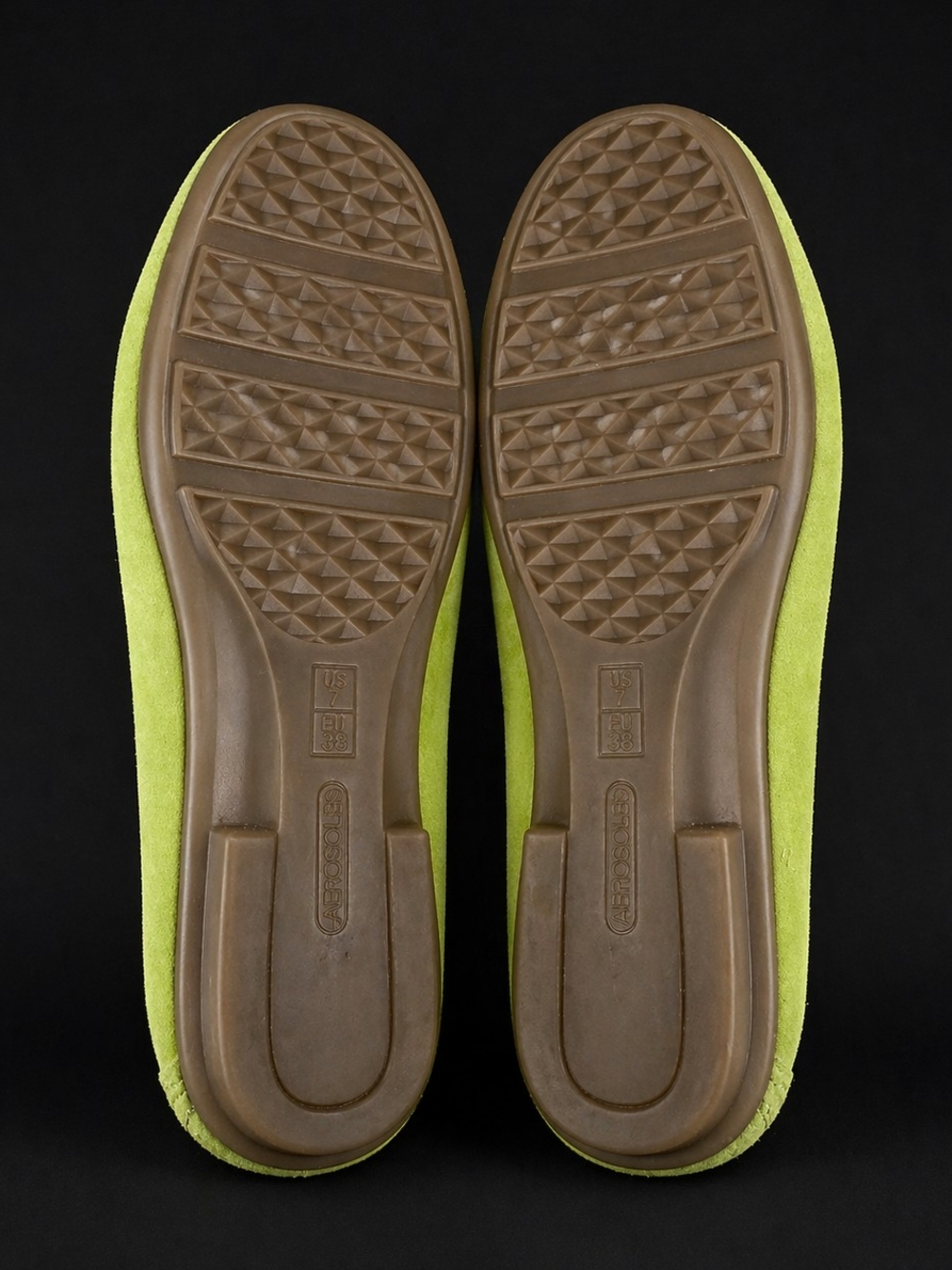 AEROSOLES Lime Green Suede Slip-On Flats